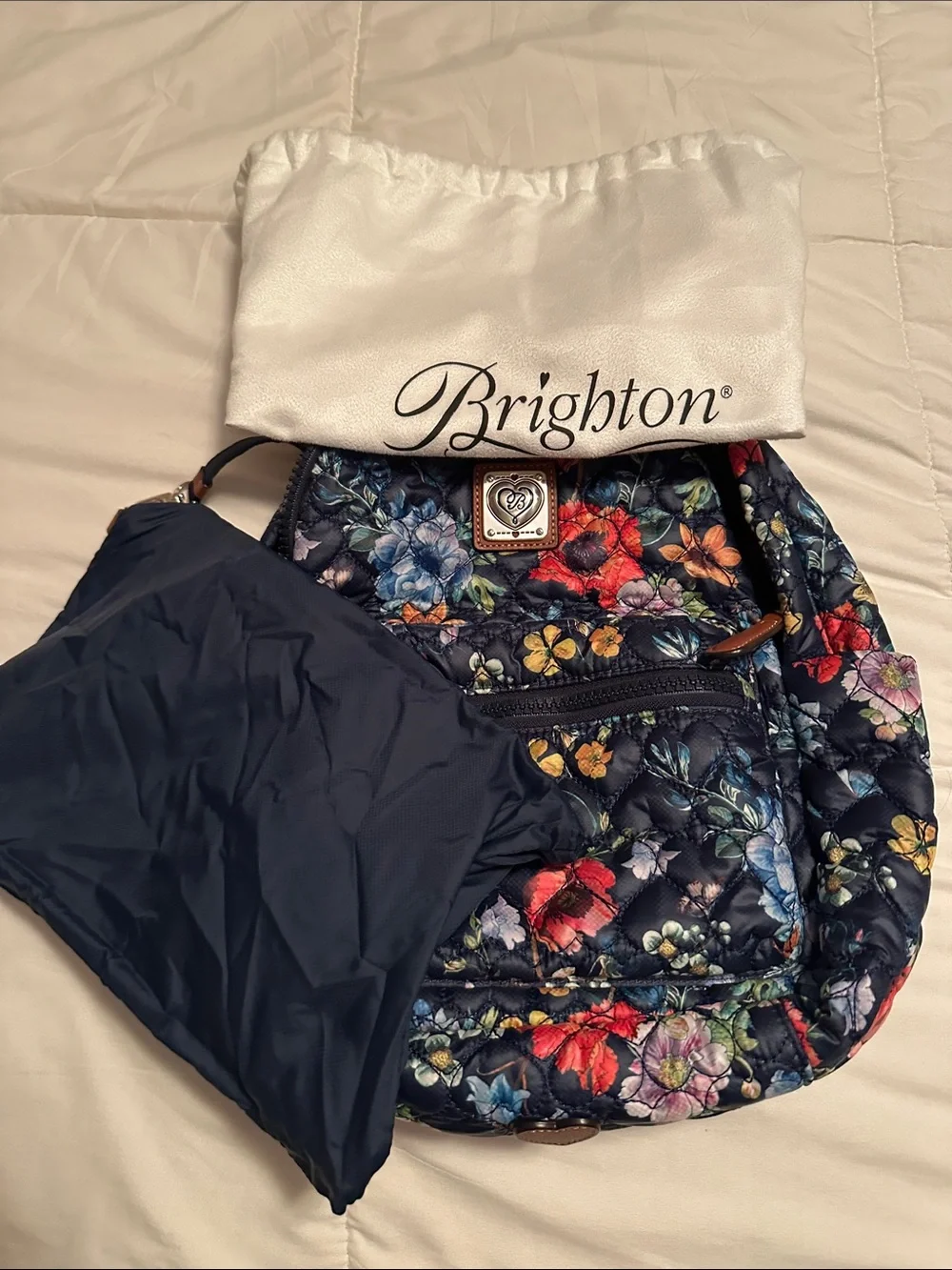 Brighton Kingston Heart to Heart Quilted Floral Backpack - Navy Floral